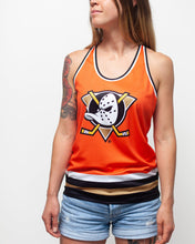 Load image into Gallery viewer, Anaheim Ducks Orange Retro Alternate Women's Racerback Hockey Tank
