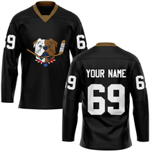 Load image into Gallery viewer, TronX Bulldogs Black Personalized Custom Hockey Jerseys