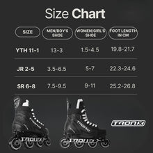 Load image into Gallery viewer, TronX Stryker Adjustable Senior Roller Hockey Skates