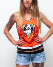Load image into Gallery viewer, Anaheim Ducks Orange Retro Alternate Women&#39;s Racerback Hockey Tank
