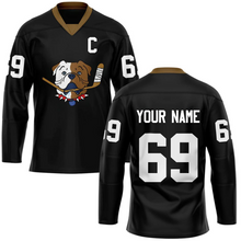 Load image into Gallery viewer, TronX Bulldogs Black Personalized Custom Hockey Jerseys
