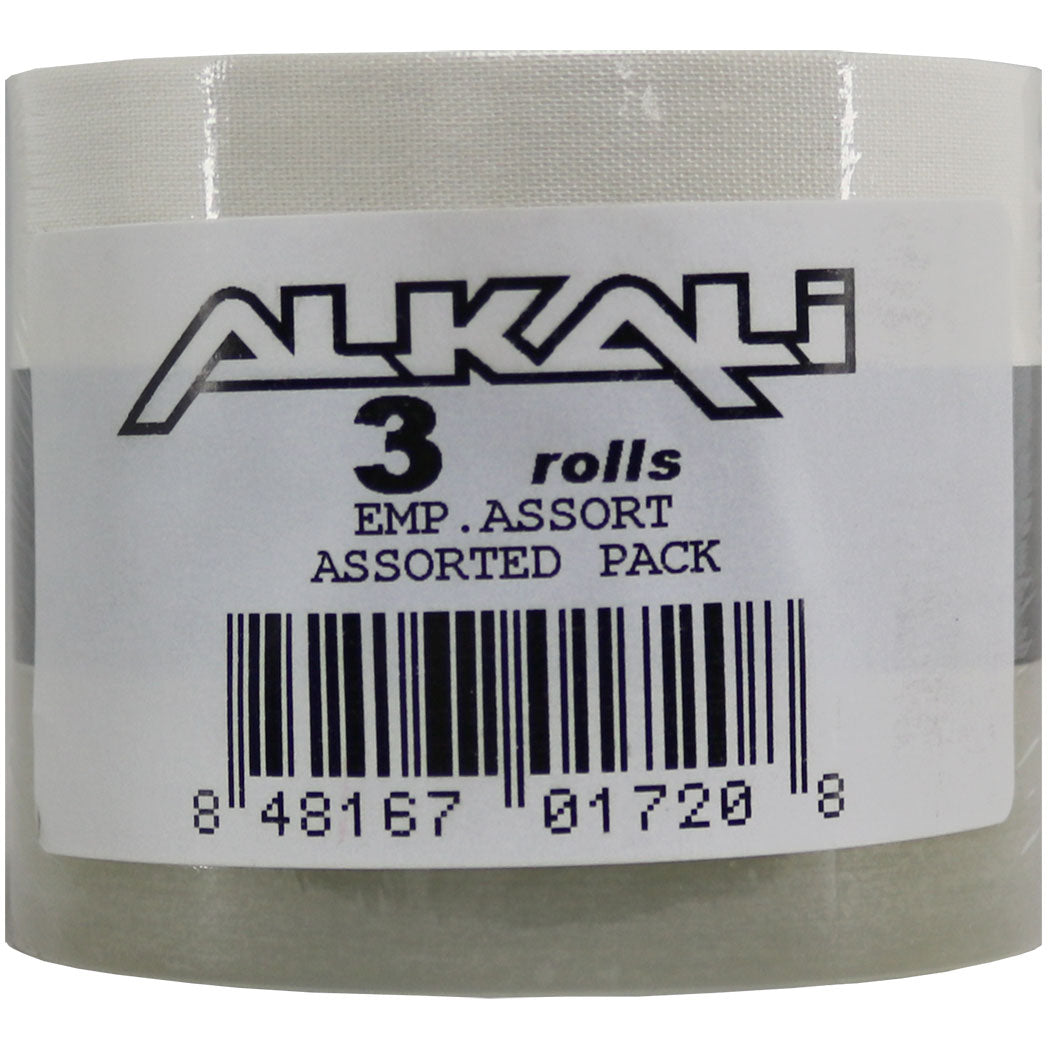 Alkali Hockey Tape Assorted 3-Pack - 1 Clear/1 Black/1 White